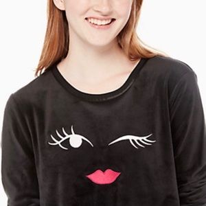 Kate Spade Black Wink Face Sleepwear Top